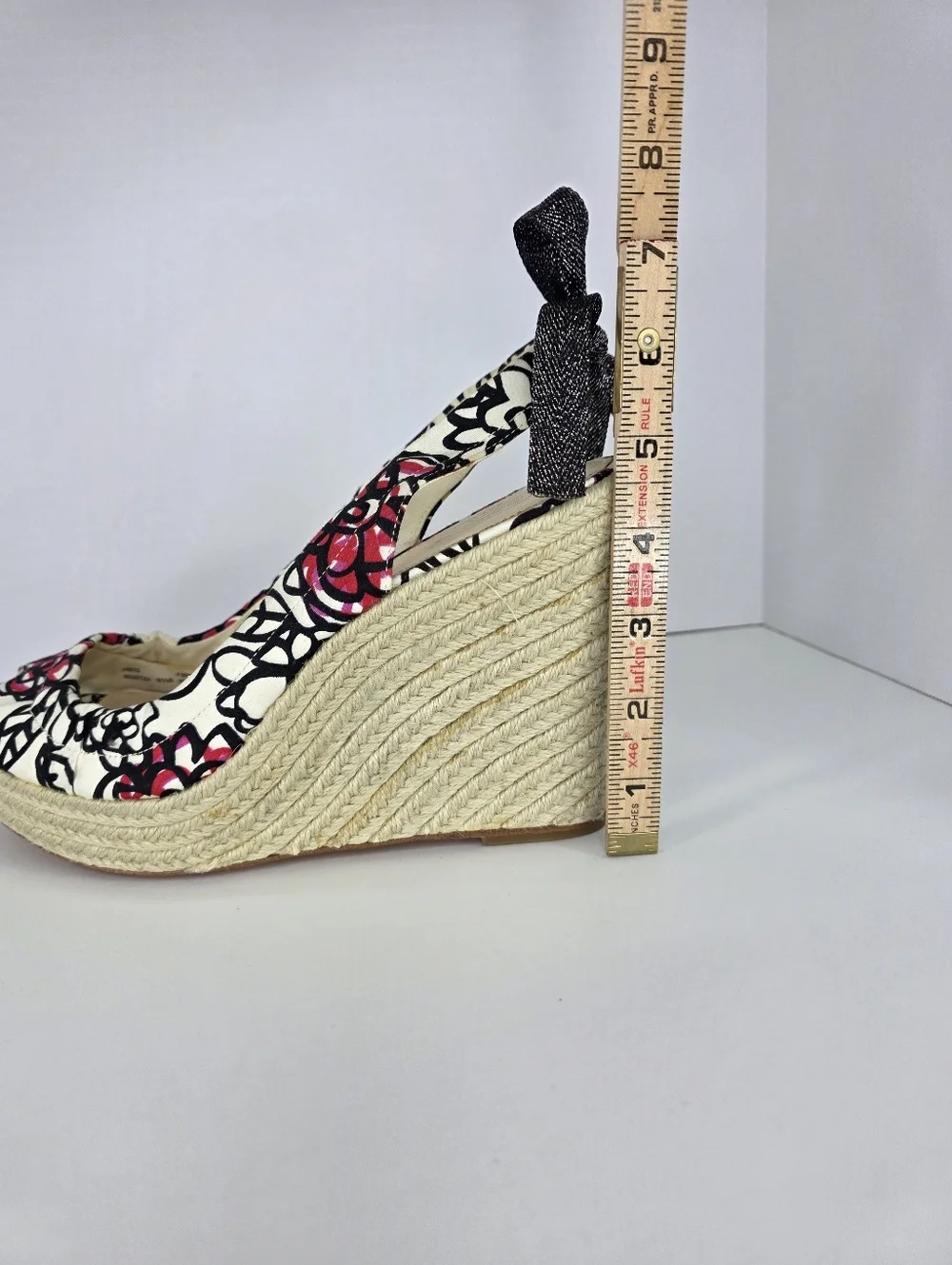 Coach Women's Maritza Wedge Espadrilles Multicolor Floral Bow Tye Back Size 9.5B